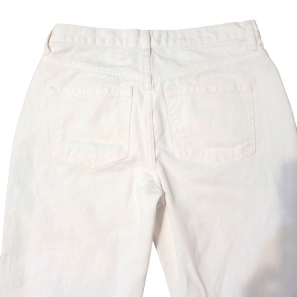 Free People White Distressed Cropped Button Fly Boyfriend Jeans - Picture 5 of 8